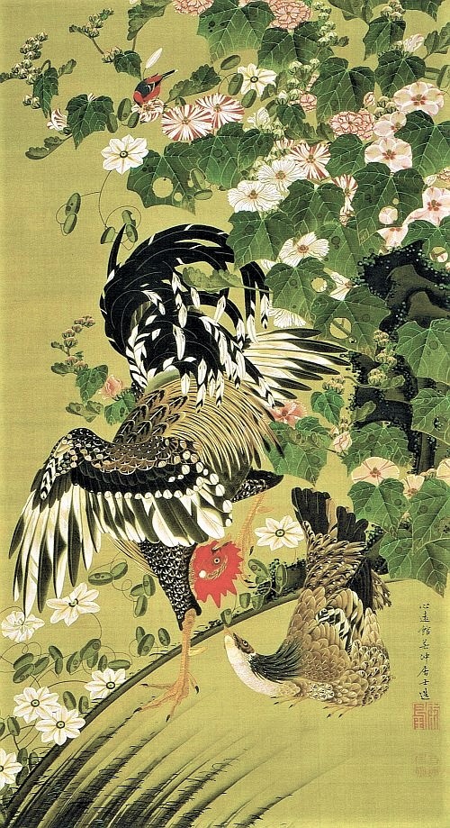 芙蓉双鶏図(ふようそうけいず)