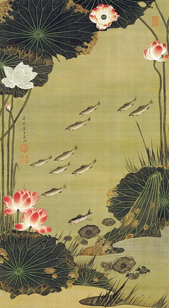 蓮池遊魚図(れんちゆうぎょず)
